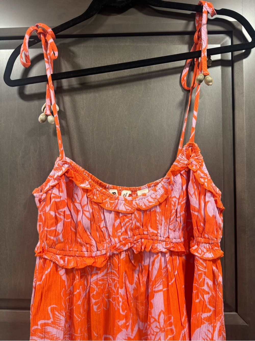 Roxy Orange Floral Tie-Shoulder One-Piece Dress - Picture 2 of 7